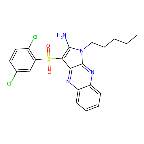 3-((2,5-dichlorophenyl)sulfonyl)-1-pentyl-1H-pyrrolo[2,3-b]quinoxalin-2-amine structure