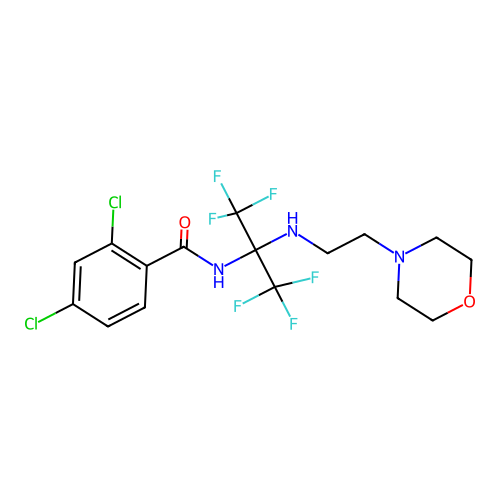 2,4-dichloro-N-[1,1,1,3,3,3-hexafluoro-2-(2-morpholin-4-ylethylamino)propan-2-yl]benzamide structure