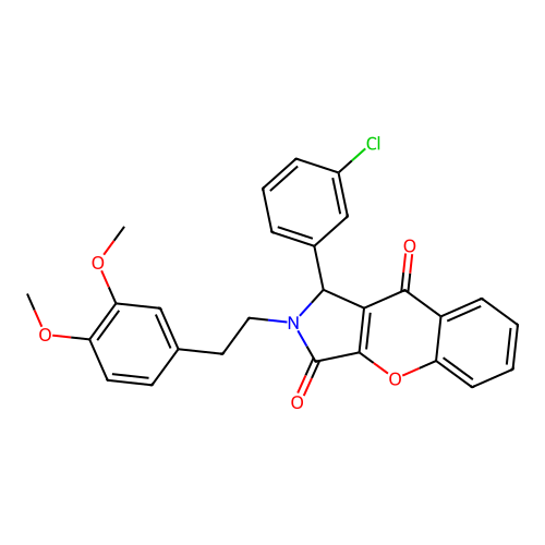 1-(3-chlorophenyl)-2-(3,4-dimethoxyphenethyl)-1,2-dihydrochromeno[2,3-c]pyrrole-3,9-dione structure