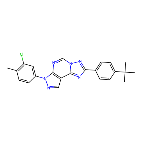 2-(4-(tert-butyl)phenyl)-7-(3-chloro-4-methylphenyl)-7H-pyrazolo[4,3-e][1,2,4]triazolo[1,5-c]pyrimidine structure
