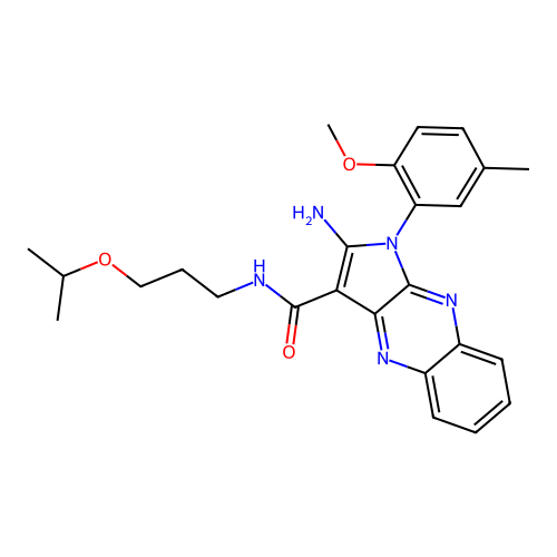 2-amino-1-(2-methoxy-5-methylphenyl)-N-(3-propan-2-yloxypropyl)pyrrolo[3,2-b]quinoxaline-3-carboxamide structure