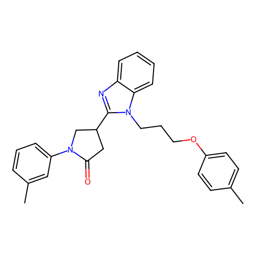 1-(m-tolyl)-4-(1-(3-(p-tolyloxy)propyl)-1H-benzo[d]imidazol-2-yl)pyrrolidin-2-one structure