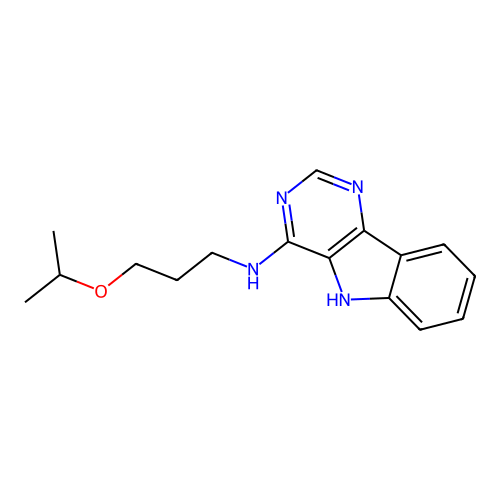 N-(3-propan-2-yloxypropyl)-5H-pyrimido[5,4-b]indol-4-amine structure