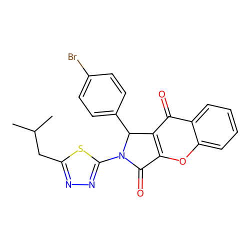 1-(4-bromophenyl)-2-(5-isobutyl-1,3,4-thiadiazol-2-yl)-1,2-dihydrochromeno[2,3-c]pyrrole-3,9-dione structure