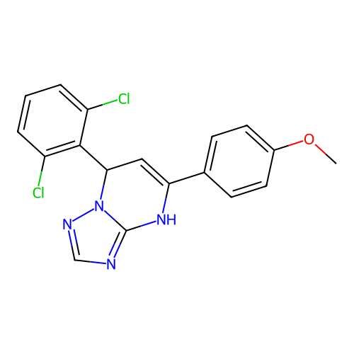 7-(2,6-dichlorophenyl)-5-(4-methoxyphenyl)-1,7-dihydro-[1,2,4]triazolo[1,5-a]pyrimidine structure