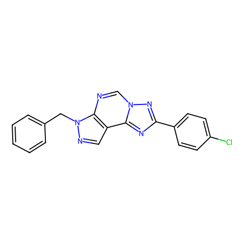 7-benzyl-2-(4-chlorophenyl)-7H-pyrazolo[4,3-e][1,2,4]triazolo[1,5-c]pyrimidine structure