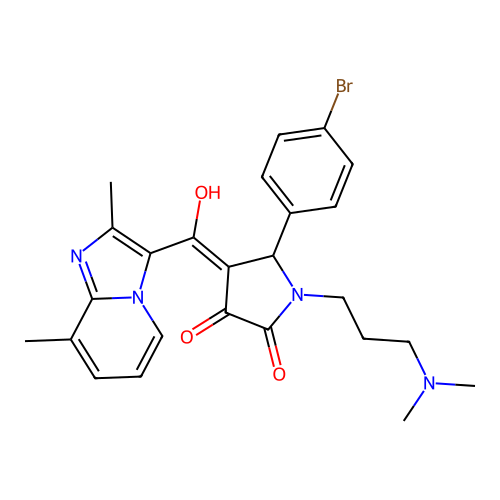 (4E)-5-(4-bromophenyl)-1-[3-(dimethylamino)propyl]-4-[(2,8-dimethylimidazo[1,2-a]pyridin-3-yl)-hydroxymethylidene]pyrrolidine-2,3-dione structure