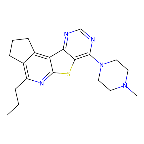 7-(4-methylpiperazin-1-yl)-4-propyl-2,3-dihydro-1H-cyclopenta[4',5']pyrido[3',2':4,5]thieno[3,2-d]pyrimidine structure