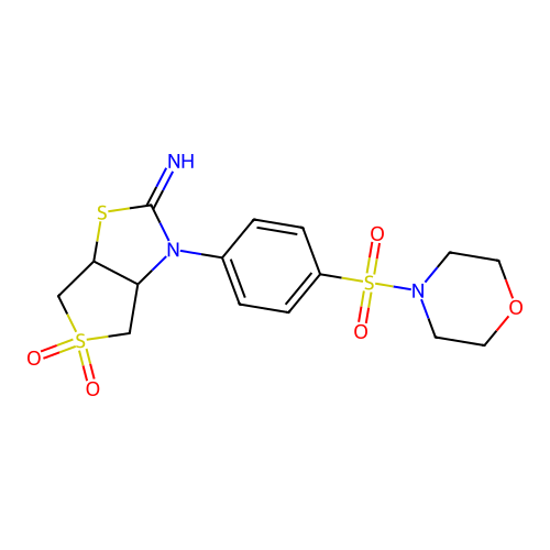 2-imino-3-(4-(morpholinosulfonyl)phenyl)hexahydrothieno[3,4-d]thiazole 5,5-dioxide structure