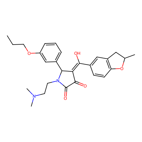 1-(2-dimethylaminoethyl)-4-[hydroxy-(2-methyl-2,3-dihydro-1-benzofuran-5-yl)methylidene]-5-(3-propoxyphenyl)pyrrolidine-2,3-dione structure
