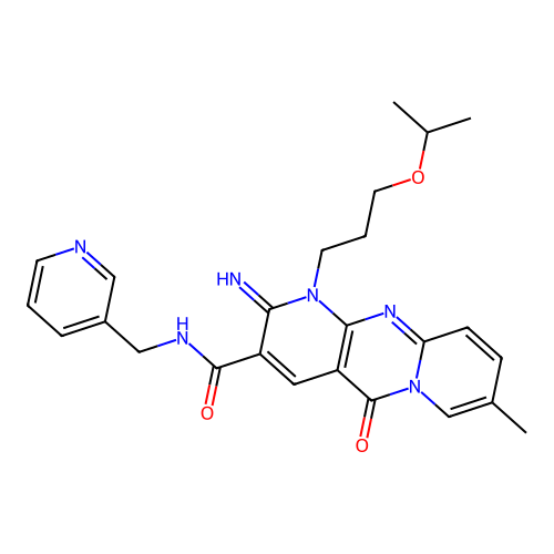 2-imino-1-(3-isopropoxypropyl)-8-methyl-5-oxo-N~3~-(3-pyridylmethyl)-1,5-dihydro-2H-dipyrido[1,2-a:2,3-d]pyrimidine-3-carboxamide structure