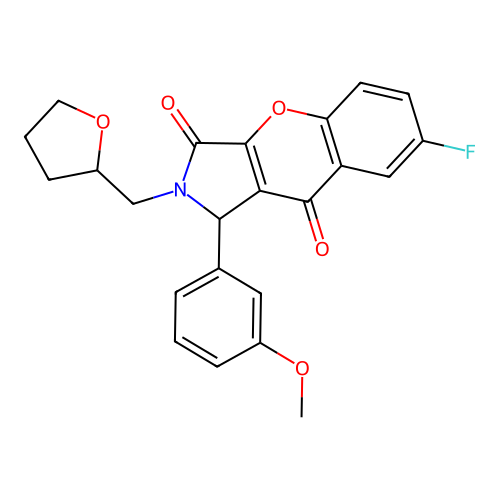 7-fluoro-1-(3-methoxyphenyl)-2-(oxolan-2-ylmethyl)-1H-chromeno[2,3-c]pyrrole-3,9-dione structure