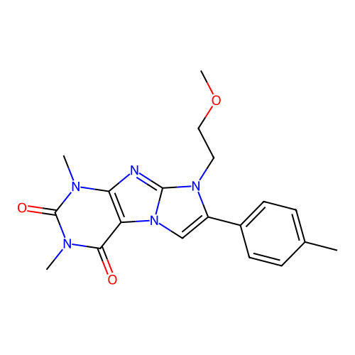 6-(2-methoxyethyl)-2,4-dimethyl-7-(4-methylphenyl)purino[7,8-a]imidazole-1,3-dione structure