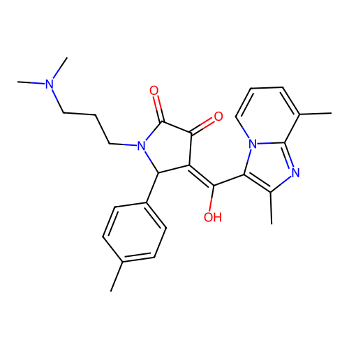 (4E)-1-[3-(dimethylamino)propyl]-4-[(2,8-dimethylimidazo[1,2-a]pyridin-3-yl)-hydroxymethylidene]-5-(4-methylphenyl)pyrrolidine-2,3-dione structure