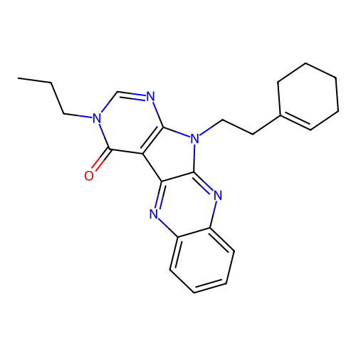 11-(2-(cyclohex-1-en-1-yl)ethyl)-3-propyl-3H-pyrimido[5',4':4,5]pyrrolo[2,3-b]quinoxalin-4(11H)-one structure