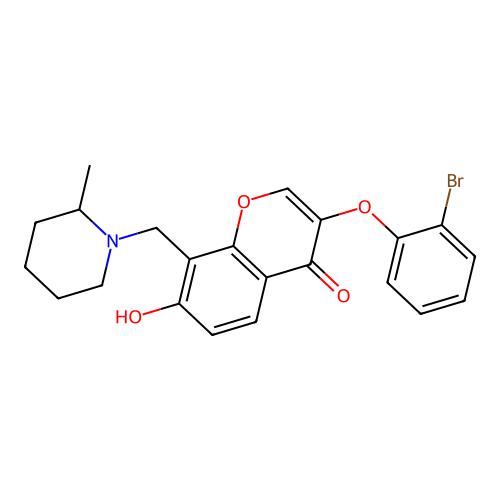 3-(2-bromophenoxy)-7-hydroxy-8-((2-methylpiperidin-1-yl)methyl)-4H-chromen-4-one structure