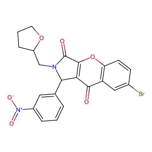 7-bromo-1-(3-nitrophenyl)-2-(oxolan-2-ylmethyl)-1H-chromeno[2,3-c]pyrrole-3,9-dione structure