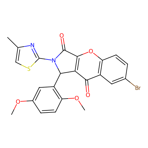 7-bromo-1-(2,5-dimethoxyphenyl)-2-(4-methyl-1,3-thiazol-2-yl)-1,2-dihydrochromeno[2,3-c]pyrrole-3,9-dione structure