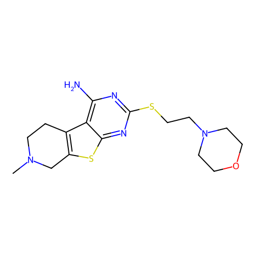 7-methyl-2-((2-morpholinoethyl)thio)-5,6,7,8-tetrahydropyrido[4',3':4,5]thieno[2,3-d]pyrimidin-4-amine structure