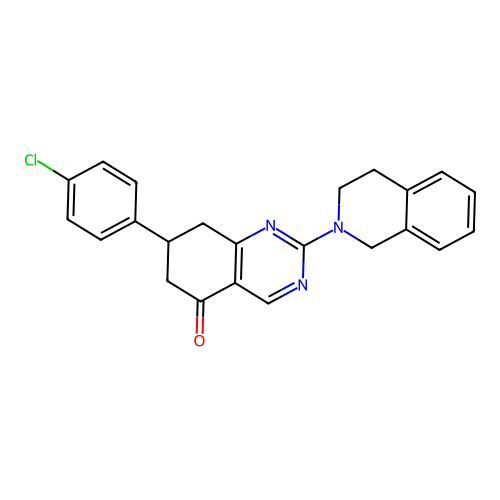 7-(4-chlorophenyl)-2-(3,4-dihydroisoquinolin-2(1H)-yl)-7,8-dihydroquinazolin-5(6H)-one structure