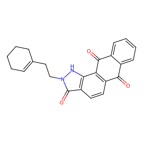 2-(2-(cyclohex-1-en-1-yl)ethyl)-1H-naphtho[2,3-g]indazole-3,6,11(2H)-trione structure