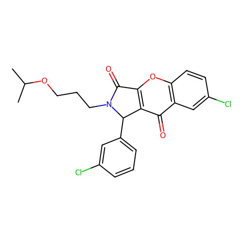 7-chloro-1-(3-chlorophenyl)-2-(3-isopropoxypropyl)-1,2-dihydrochromeno[2,3-c]pyrrole-3,9-dione structure