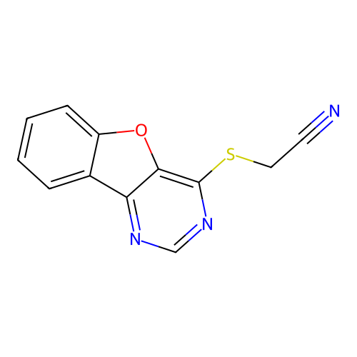 2-([1]Benzofuro[3,2-d]pyrimidin-4-ylsulfanyl)acetonitrile structure