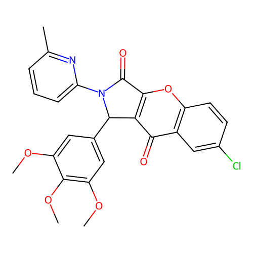 7-chloro-2-(6-methylpyridin-2-yl)-1-(3,4,5-trimethoxyphenyl)-1,2-dihydrochromeno[2,3-c]pyrrole-3,9-dione structure