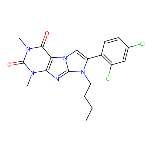 8-butyl-7-(2,4-dichlorophenyl)-1,3-dimethyl-1H-imidazo[2,1-f]purine-2,4(3H,8H)-dione structure