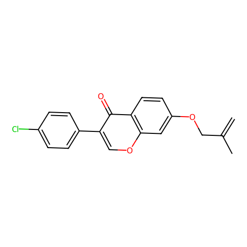 3-(4-chlorophenyl)-7-[(2-methylprop-2-en-1-yl)oxy]-4H-chromen-4-one structure