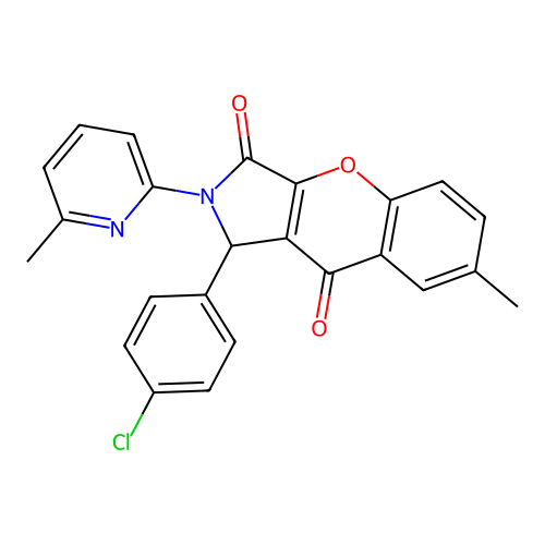 1-(4-chlorophenyl)-7-methyl-2-(6-methylpyridin-2-yl)-1,2-dihydrochromeno[2,3-c]pyrrole-3,9-dione structure