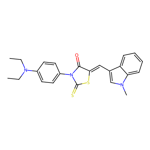 (5Z)-3-[4-(diethylamino)phenyl]-5-[(1-methyl-1H-indol-3-yl)methylidene]-2-thioxo-1,3-thiazolidin-4-one structure