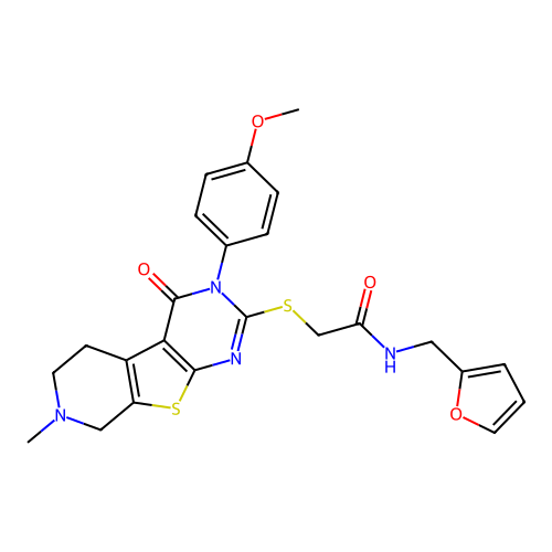 N-(furan-2-ylmethyl)-2-((3-(4-methoxyphenyl)-7-methyl-4-oxo-3,4,5,6,7,8-hexahydropyrido[4',3':4,5]thieno[2,3-d]pyrimidin-2-yl)thio)acetamide structure