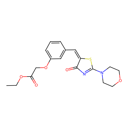 (E)-ethyl 2-(3-((2-morpholino-4-oxothiazol-5(4H)-ylidene)methyl)phenoxy)acetate structure