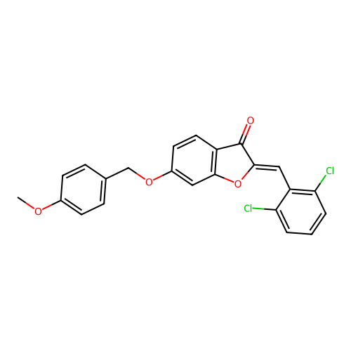 (2Z)-2-(2,6-dichlorobenzylidene)-6-[(4-methoxybenzyl)oxy]-1-benzofuran-3(2H)-one structure