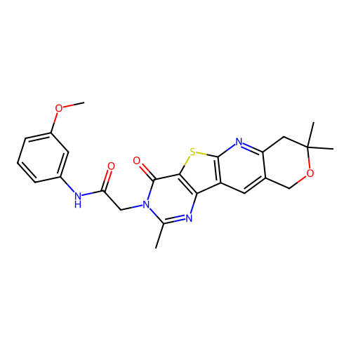N-(3-methoxyphenyl)-2-(2,8,8-trimethyl-4-oxo-7,10-dihydro-8H-pyrano[3'',4'':5',6']pyrido[3',2':4,5]thieno[3,2-d]pyrimidin-3(4H)-yl)acetamide structure