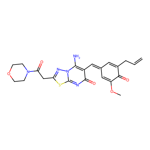 (E)-6-(3-allyl-4-hydroxy-5-methoxybenzylidene)-5-imino-2-(2-morpholino-2-oxoethyl)-5H-[1,3,4]thiadiazolo[3,2-a]pyrimidin-7(6H)-one structure