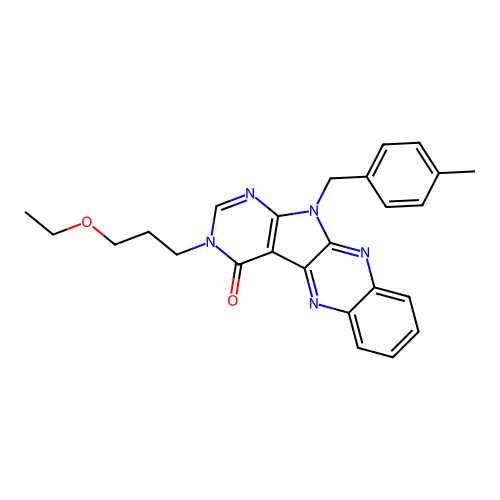 3-(3-ethoxypropyl)-11-(4-methylbenzyl)-3,11-dihydro-4H-pyrimido[5',4':4,5]pyrrolo[2,3-b]quinoxalin-4-one structure