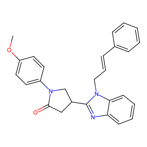 (E)-4-(1-cinnamyl-1H-benzo[d]imidazol-2-yl)-1-(4-methoxyphenyl)pyrrolidin-2-one structure