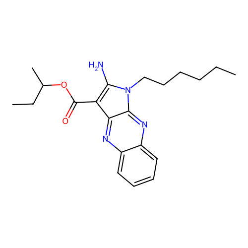butan-2-yl 2-amino-1-hexyl-1H-pyrrolo[2,3-b]quinoxaline-3-carboxylate structure