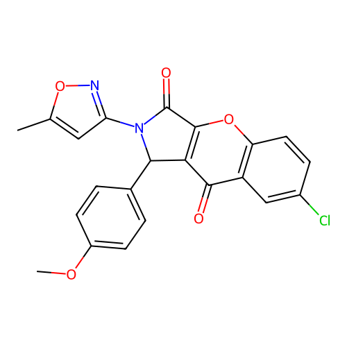 7-chloro-1-(4-methoxyphenyl)-2-(5-methyl-1,2-oxazol-3-yl)-1,2-dihydrochromeno[2,3-c]pyrrole-3,9-dione structure
