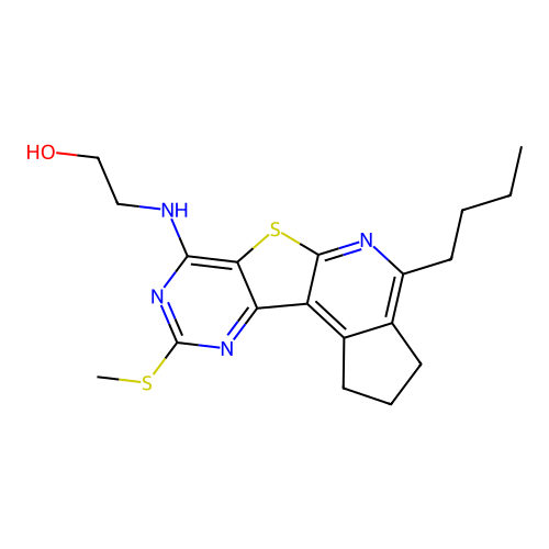 2-((4-butyl-9-(methylthio)-2,3-dihydro-1H-cyclopenta[4',5']pyrido[3',2':4,5]thieno[3,2-d]pyrimidin-7-yl)amino)ethanol structure