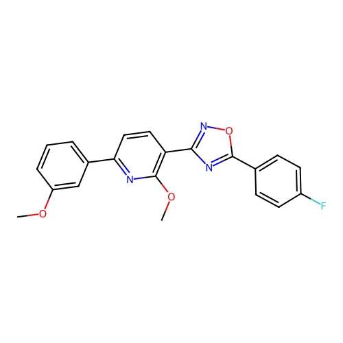 5-(4-fluorophenyl)-3-(2-methoxy-6-(3-methoxyphenyl)pyridin-3-yl)-1,2,4-oxadiazole structure