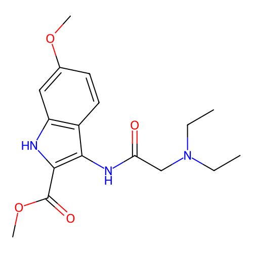 methyl 3-[(N,N-diethylglycyl)amino]-6-methoxy-1H-indole-2-carboxylate structure