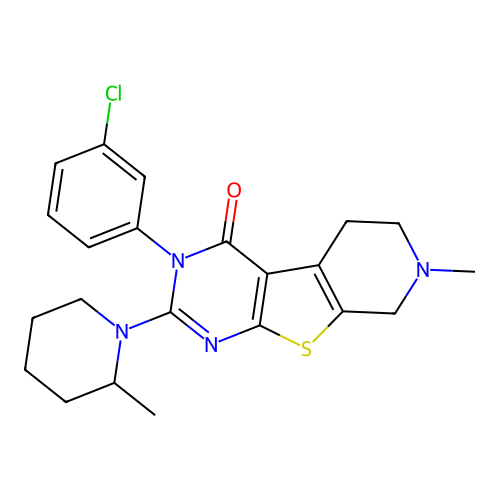 3-(3-chlorophenyl)-7-methyl-2-(2-methylpiperidin-1-yl)-5,6,7,8-tetrahydropyrido[4',3':4,5]thieno[2,3-d]pyrimidin-4(3H)-one structure