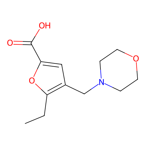 5-Ethyl-4-(morpholin-4-ylmethyl)furan-2-carboxylic acid structure