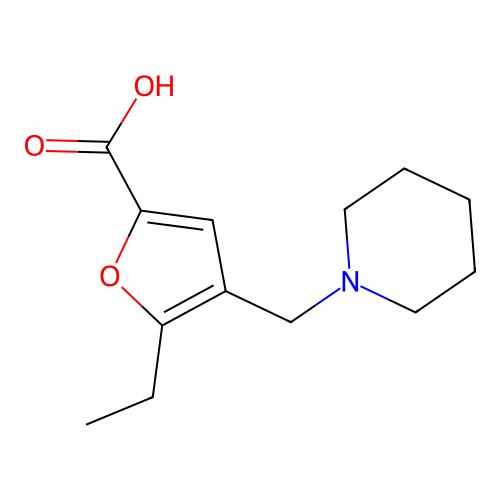 5-Ethyl-4-(piperidin-1-ylmethyl)furan-2-carboxylic acid structure