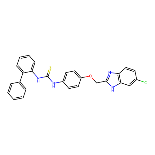 Thiourea, N-(1,1'-biphenylyl)-N'-(4-((5-chloro-1H-benzimidazol-2-yl)methoxy)phenyl)- structure
