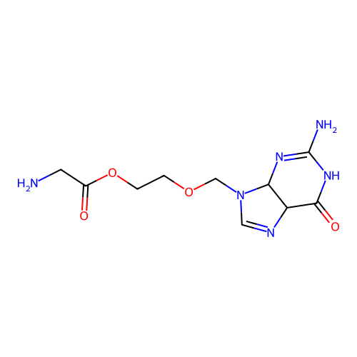 2-[(2-amino-6-oxo-4,5-dihydro-1H-purin-9-yl)methoxy]ethyl 2-aminoacetate structure