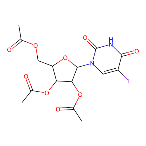 1-betad-Triacetylribofuranosyl-5-iodouracil structure